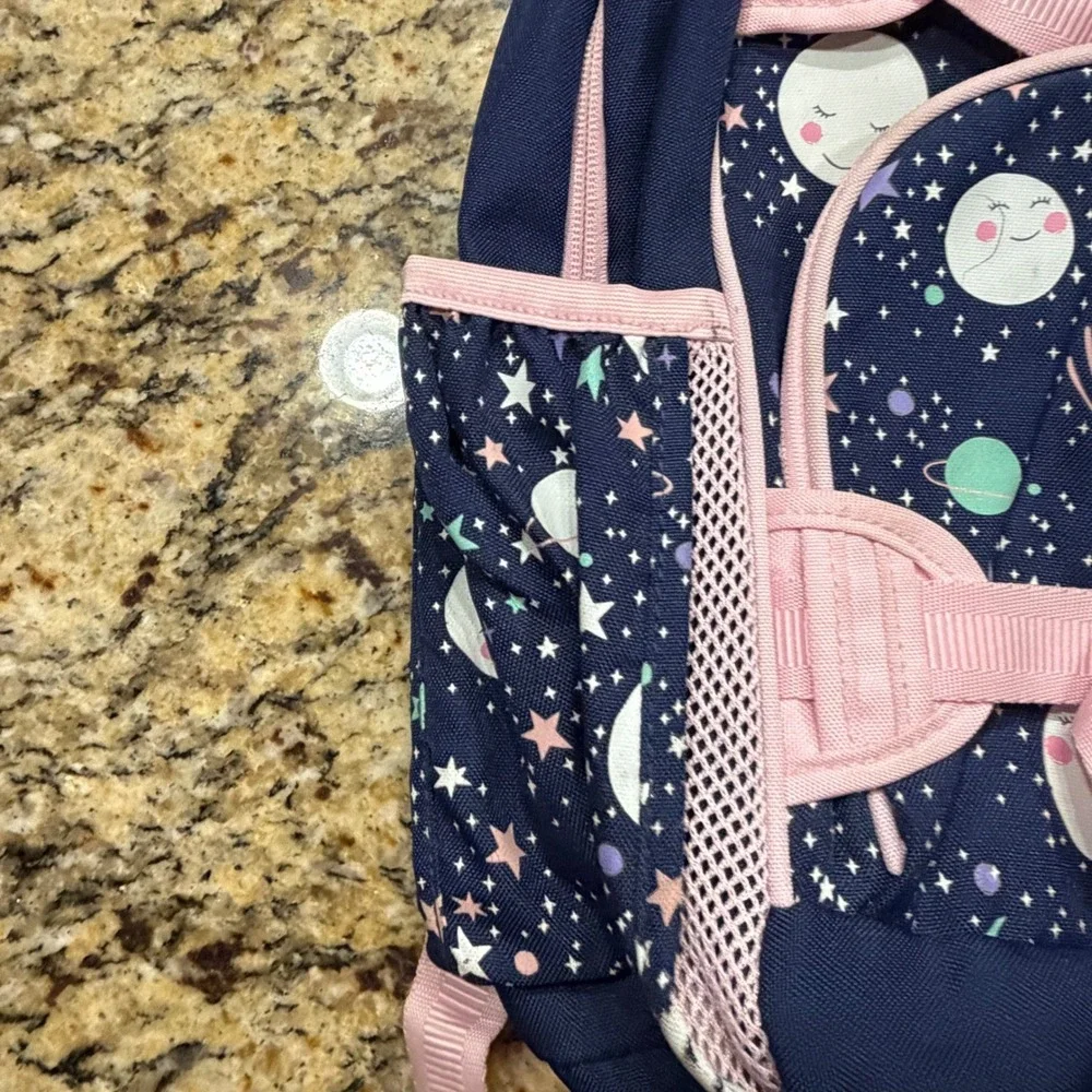 Pottery Barn Kids Mackenzie Navy Celestial Moon Stars Backpack Pink Trim Large